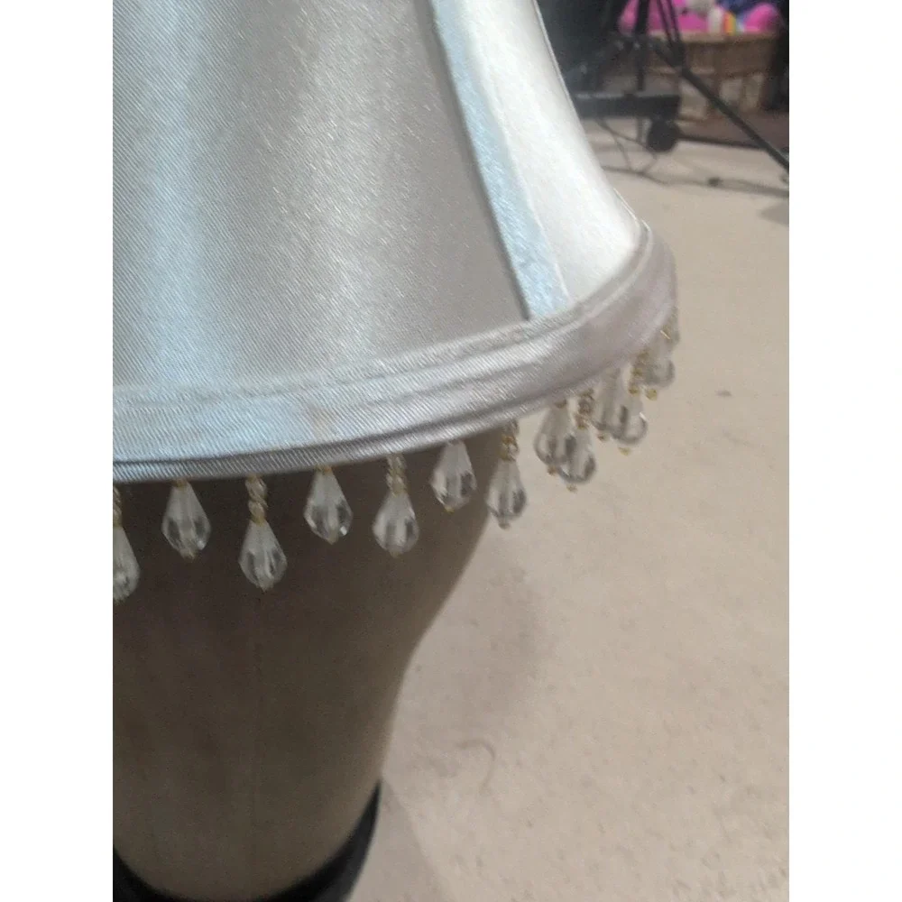 Satin Lampshade Beaded Ivory 9